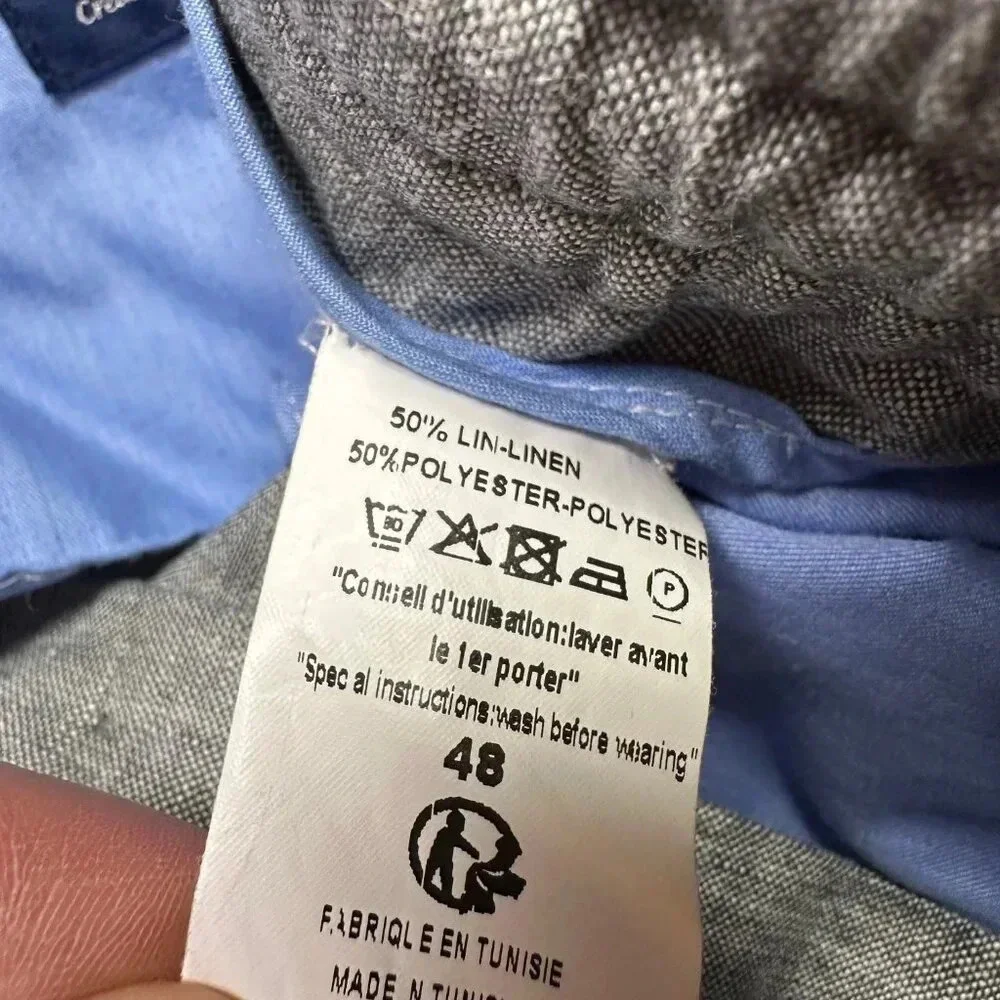 Pierre Clarence France Grey Men's Linen Blend Pants FR 48 / US 38